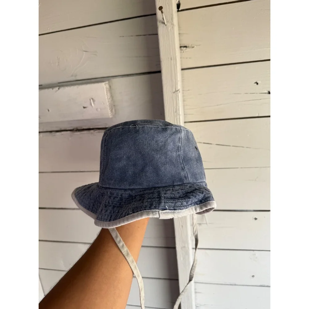 Cedar Point Souvenir Bucket Hat Blue Denim Adjustable Chin Strap Kids J Hats